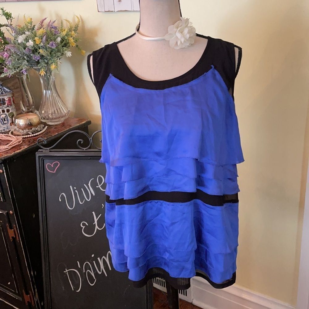 *Alfani* XL Black & Purple Satin-Feel Layered Top